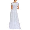 Adrianna Papell Women’s Blouson Beaded Long Dress | Formal Beaded Dress with Bloused Bodice & Floral Embellishments(Serenity)