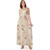 Adrianna Papell Womens Long Embroidered Dress(Mink Multi)