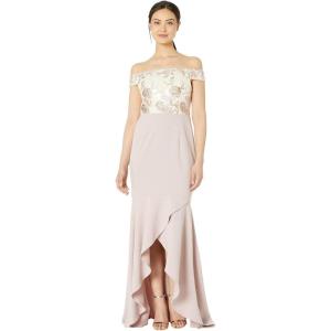 Adrianna Papell Womens Long Embroidered Dress(Quartz)