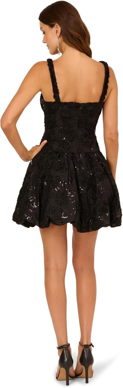 image:imageAdrianna Papell Womens Soutache Flounce Short DressBlack
