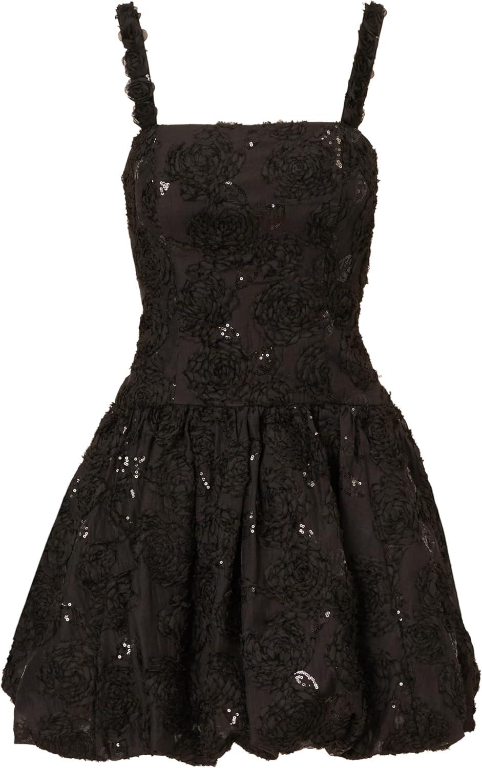 image:imageAdrianna Papell Womens Soutache Flounce Short DressBlack