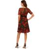 Adrianna Papell Womens Floral Embroidered Short Dress(Red/Black Multi)