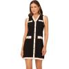 Adrianna Papell Womens Waflle Textured Sleeveless Knee Length Sweater Dress(Black/Cream)