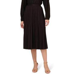 Adrianna Papell Women’s Solid Variegated Pleated Twill Skirt(Black)