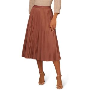 Adrianna Papell Women’s Solid Variegated Pleated Twill Skirt(Toasted Ginger)