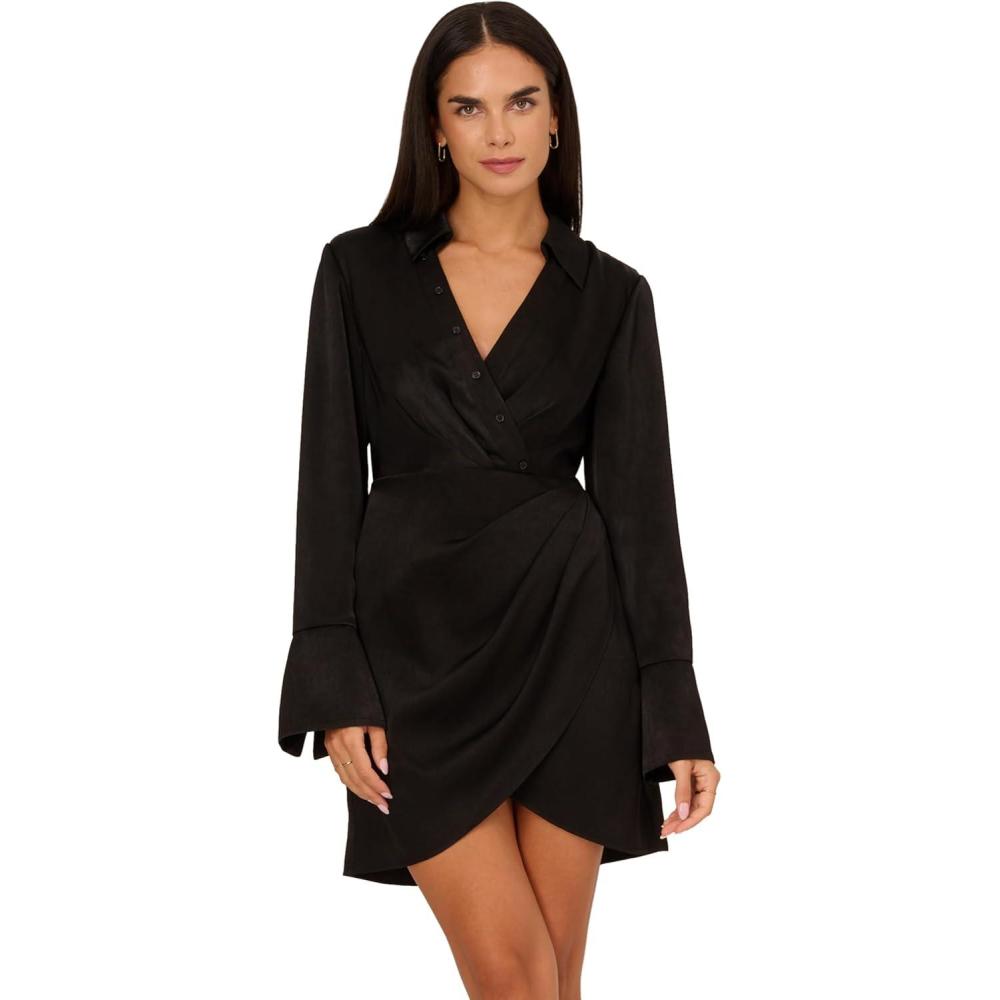 image:imageAdrianna Papell Womens Short Satin DressBlack