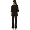 ADRIANNA PAPELL Women’s Knit Crepe Tie Front Jumpsuit | Formal One Piece Jumpsuit with Bell Sleeves & Wide Leg Design(Black)