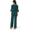 ADRIANNA PAPELL Women’s Knit Crepe Tie Front Jumpsuit | Formal One Piece Jumpsuit with Bell Sleeves & Wide Leg Design(Hunter)