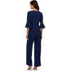 ADRIANNA PAPELL Women’s Knit Crepe Tie Front Jumpsuit | Formal One Piece Jumpsuit with Bell Sleeves & Wide Leg Design(Navy Sateen)