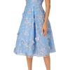 Adrianna Papell Womens Embroidered Midi Dress(Light Blue/Gold)