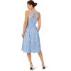 Adrianna Papell Womens Embroidered Midi Dress(Light Blue/Gold)