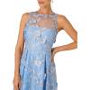 Adrianna Papell Womens Embroidered Midi Dress(Light Blue/Gold)
