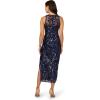 Adrianna Papell Womens Leaf Sequin Maxi Dress(Navy/Black)