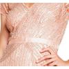 Adrianna Papell Womens Long Beaded V-Neck Dress with Cap Sleeves and Waistband(Blush)