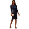Adrianna Papell Womens Metallic Velvet Cowl Dress(Black/Blue)