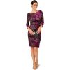 Adrianna Papell Womens Metallic Velvet Cowl Dress(Black/Violet)