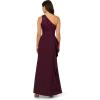 Adrianna Papell Womens One Shoulder Satin Crepe Gown(Bordeaux Glow)