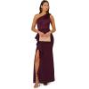 Adrianna Papell Womens One Shoulder Satin Crepe Gown(Bordeaux Glow)