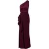 Adrianna Papell Womens One Shoulder Satin Crepe Gown(Bordeaux Glow)