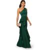 Adrianna Papell Womens One Shoulder Satin Crepe Gown(Deep Forest)
