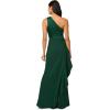 Adrianna Papell Womens One Shoulder Satin Crepe Gown(Deep Forest)