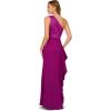 Adrianna Papell Womens One Shoulder Satin Crepe Gown(Wild Orchid)