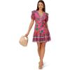 Adrianna Papell Womens Printed Short Flounce Dress(Hot Pink Multi)