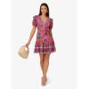 Adrianna Papell Womens Printed Short Flounce Dress(Hot Pink/Multi)