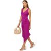Adrianna Papell Womens Shirred Jersey Midi Dress(Wild Magenta)