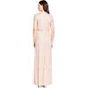 Adrianna Papell Womens Short Sleeve Blouson Beaded Gown(Blush)