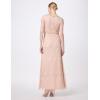 Adrianna Papell Womens Short Sleeve Blouson Beaded Gown(Blush)