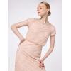 Adrianna Papell Womens Short Sleeve Blouson Beaded Gown(Blush)
