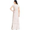 Adrianna Papell Womens Short Sleeve Blouson Beaded Gown(Blush/Gold)