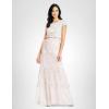 Adrianna Papell Womens Short Sleeve Blouson Beaded Gown(Blush/Gold)