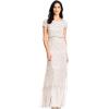 Adrianna Papell Womens Short Sleeve Blouson Beaded Gown(Blush/Gold)