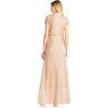 Adrianna Papell Womens Short Sleeve Blouson Beaded Gown(Champagne/Gold)