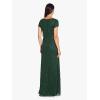 Adrianna Papell Womens Short Sleeve Blouson Beaded Gown(Dusty Emerald)