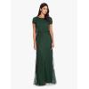 Adrianna Papell Womens Short Sleeve Blouson Beaded Gown(Dusty Emerald)