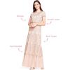Adrianna Papell Womens Short Sleeve Blouson Beaded Gown(Navy)