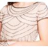 Adrianna Papell Womens Short Sleeve Blouson Beaded Gown(Taupe/Pink)