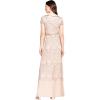 Adrianna Papell Womens Short Sleeve Blouson Beaded Gown(Taupe/Pink)
