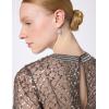 Adrianna Papell Womens Short-Sleeve Grid Beaded Gown(Lead)