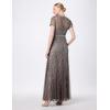 Adrianna Papell Womens Short-Sleeve Grid Beaded Gown(Lead)