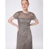 Adrianna Papell Womens Short-Sleeve Grid Beaded Gown(Lead)