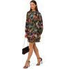 Adrianna Papell Women’s Smocked Printed Short Dress(Black Multi)