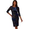 Adrianna Papell Womens Metallic Velvet Cowl Dress(Black/Blue)