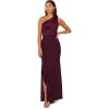 Adrianna Papell Womens One Shoulder Satin Crepe Gown(Bordeaux Glow)