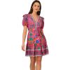 Adrianna Papell Womens Printed Short Flounce Dress(Hot Pink Multi)