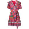 Adrianna Papell Womens Printed Short Flounce Dress(Hot Pink/Multi)