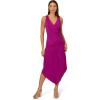 Adrianna Papell Womens Shirred Jersey Midi Dress(Wild Magenta)
